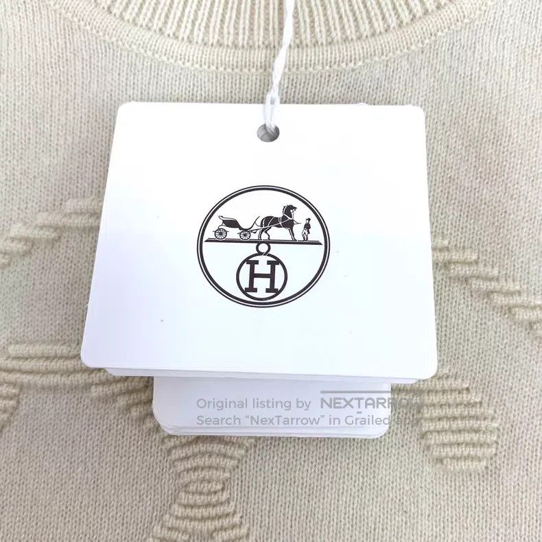 Hermes Hermes Beige Jacquard Cashmere Crewneck Long Sleeve Knit Size XS / US 0-2 / IT 36-38 - 6 Thumbnail