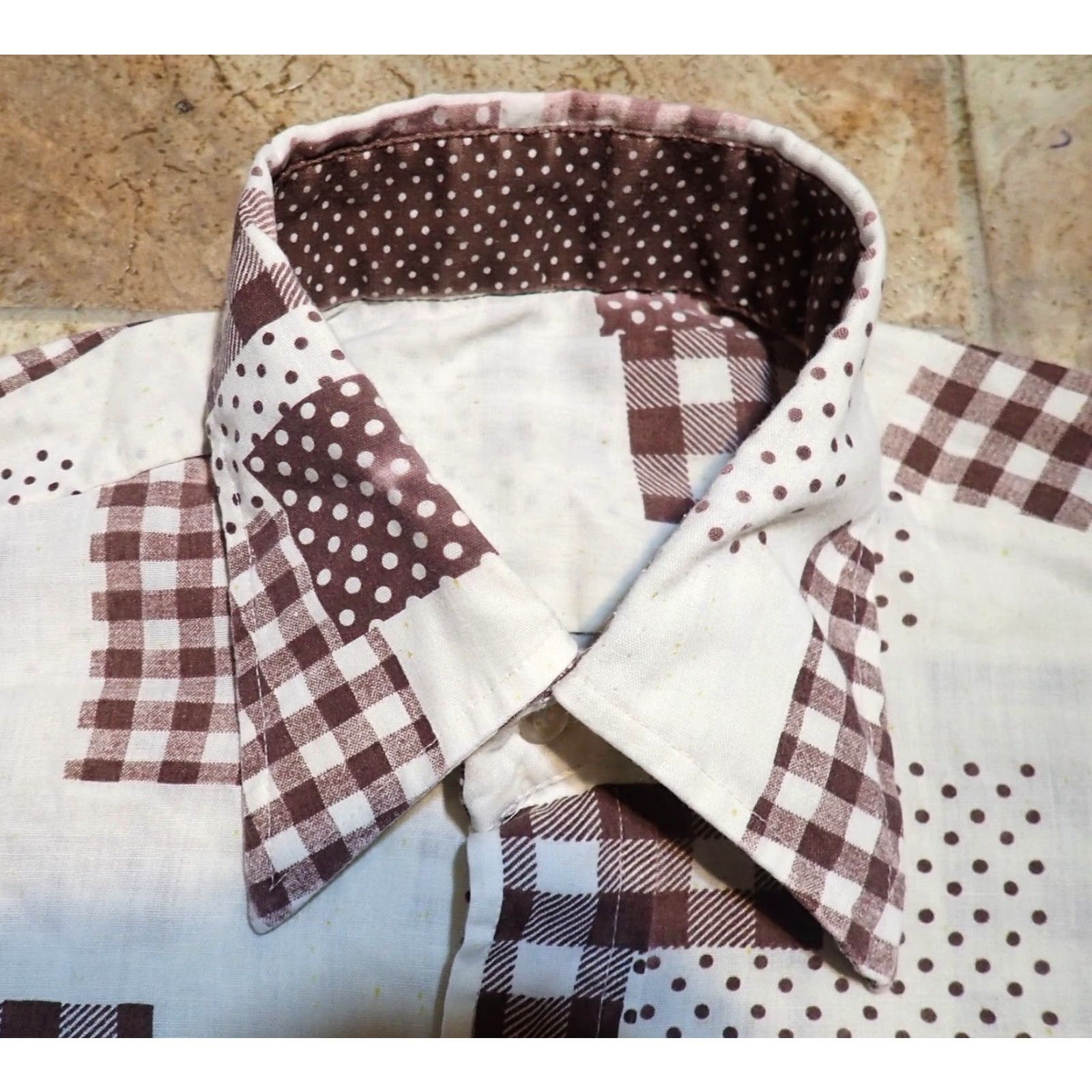 MCM VINTAGE 1960's 70's Disco Shirt Mens M Plaid Dot Abstract Geometric Hippie MCM Size US M / EU 48-50 / 2 - 3 Thumbnail