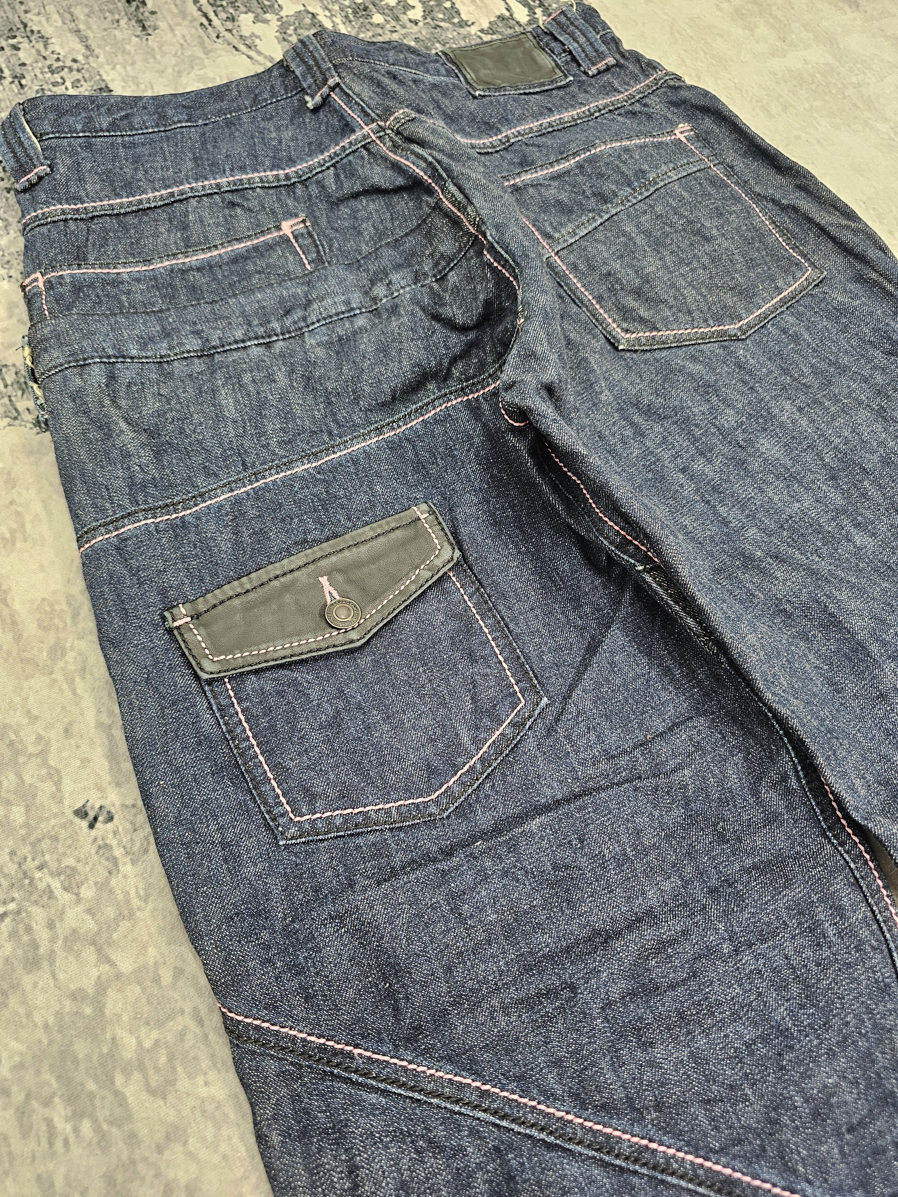 Japanese Brand BRUCE-PEE Crazy Multi Pockets Punk Design Jeans JB0282 Size US 33 - 11 Thumbnail