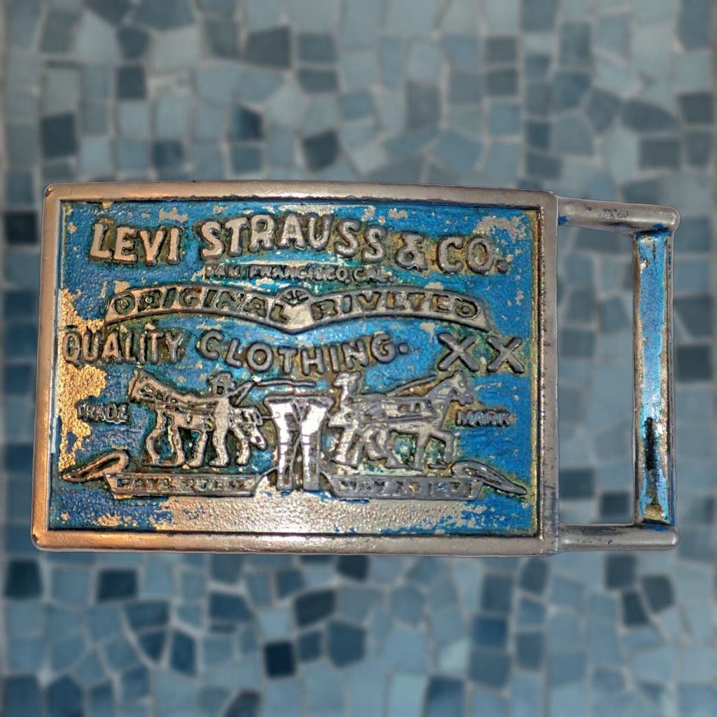 Levi's VINTAGE Levi's Belt Buckle 1970s Two Horse Levi Strauss & Co Original Belt Buckle Metal Unisex Adult Leather? Size ONE SIZE - 1 Thumbnail