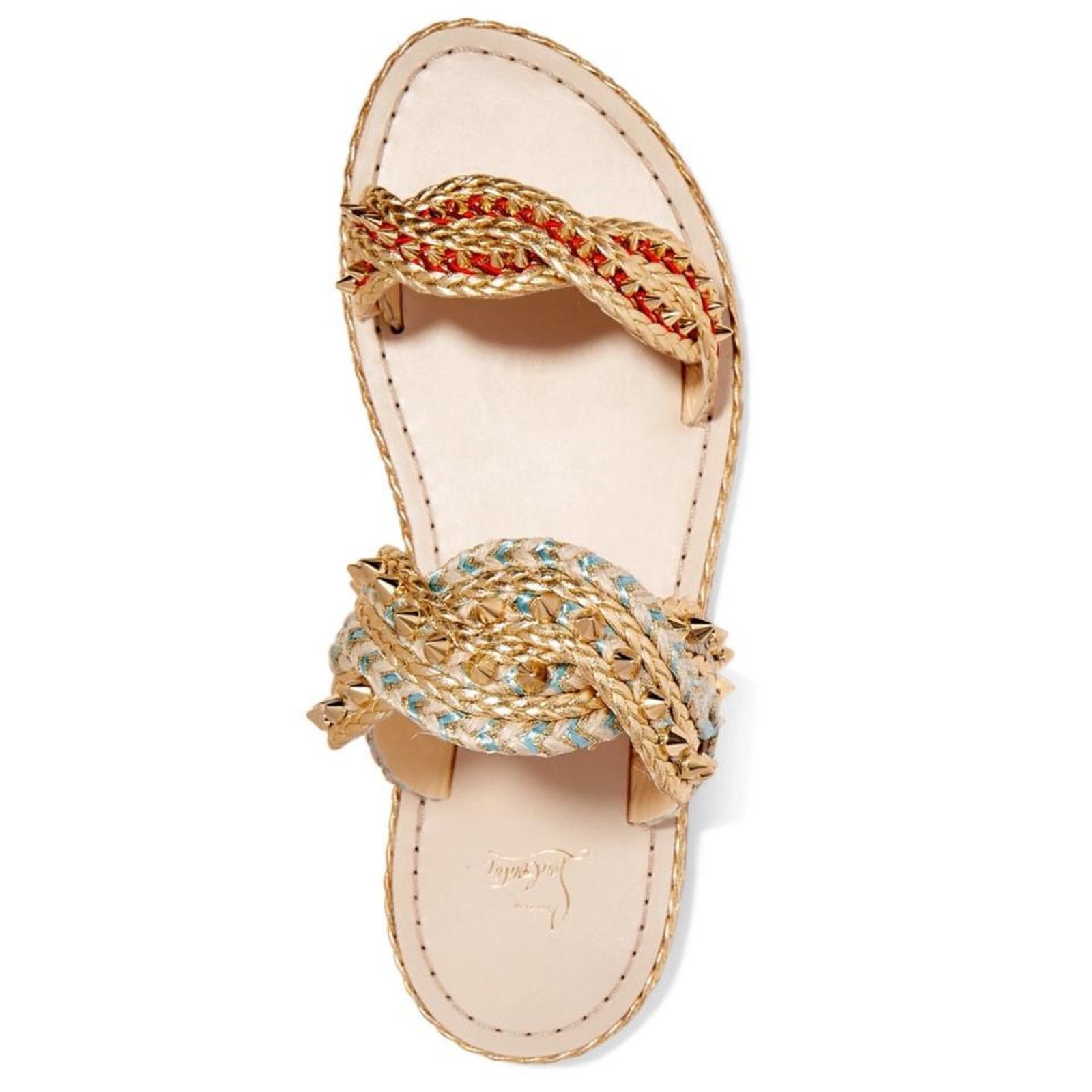 Christian Louboutin CHRISTIAN LOUBOUTIN studded braided metallic leather sandals Size US 7 / IT 37 - 6 Thumbnail
