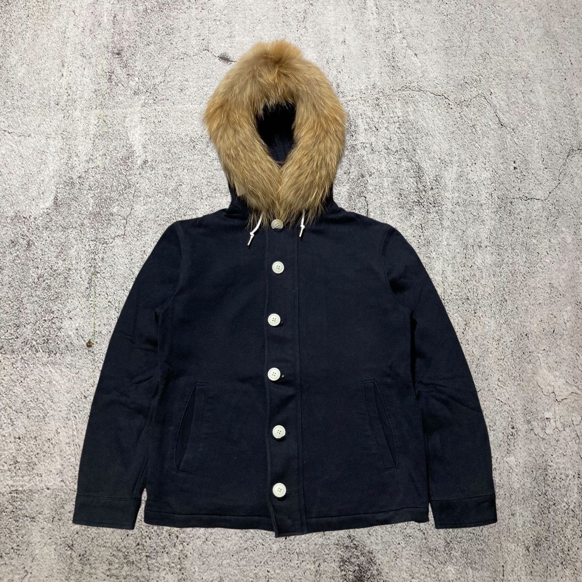 Beams Japan 2000s Beams Japan Button/Zipper Fur Hoodie Black Lgb Size US S / EU 44-46 / 1 - 1 Thumbnail