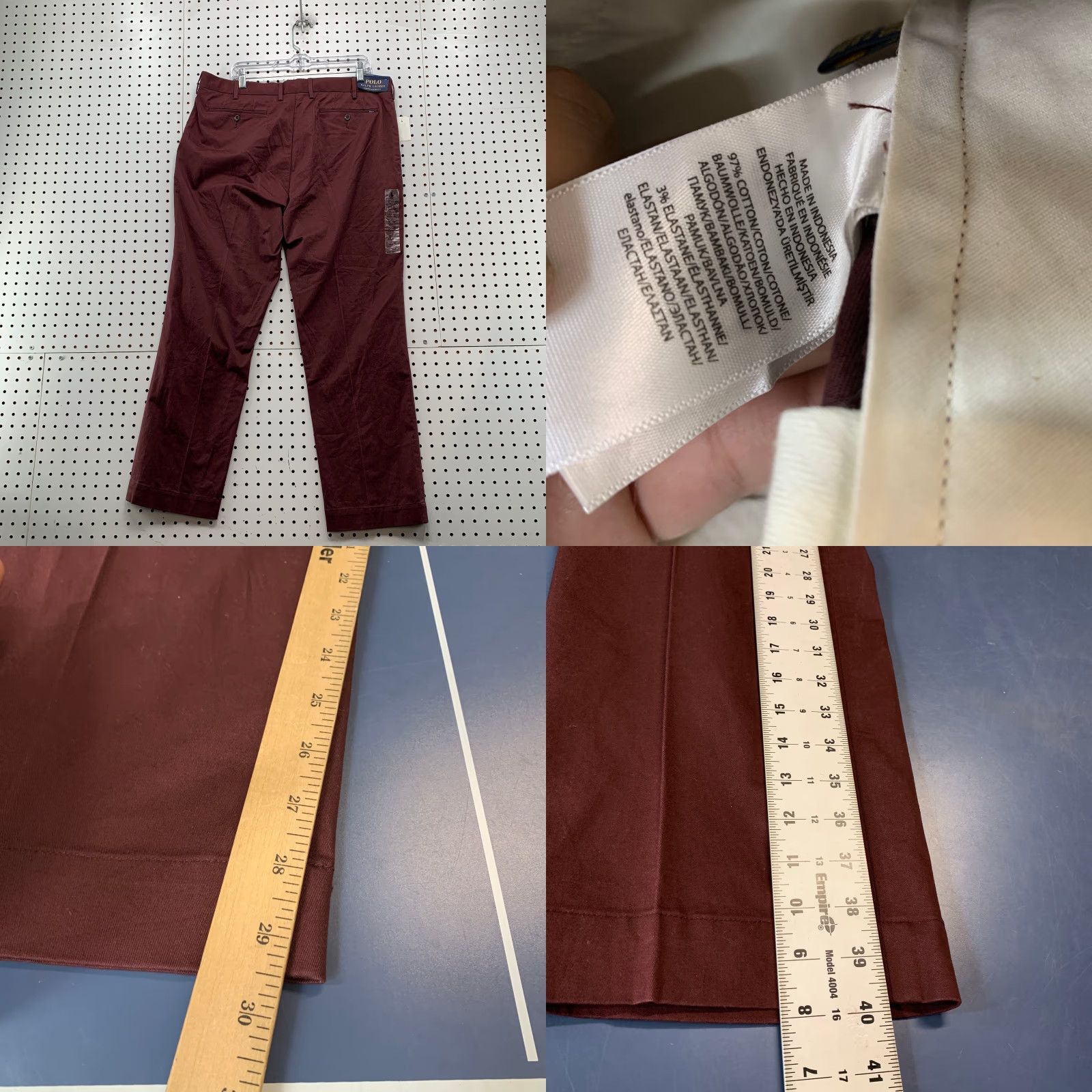 Polo Ralph Lauren Polo Ralph Lauren Chino Pants Mens 36x30 Maroon Red Classic Fit (Polo Ralph Lauren) Size US M / EU 48-50 / 2 - 8 Thumbnail
