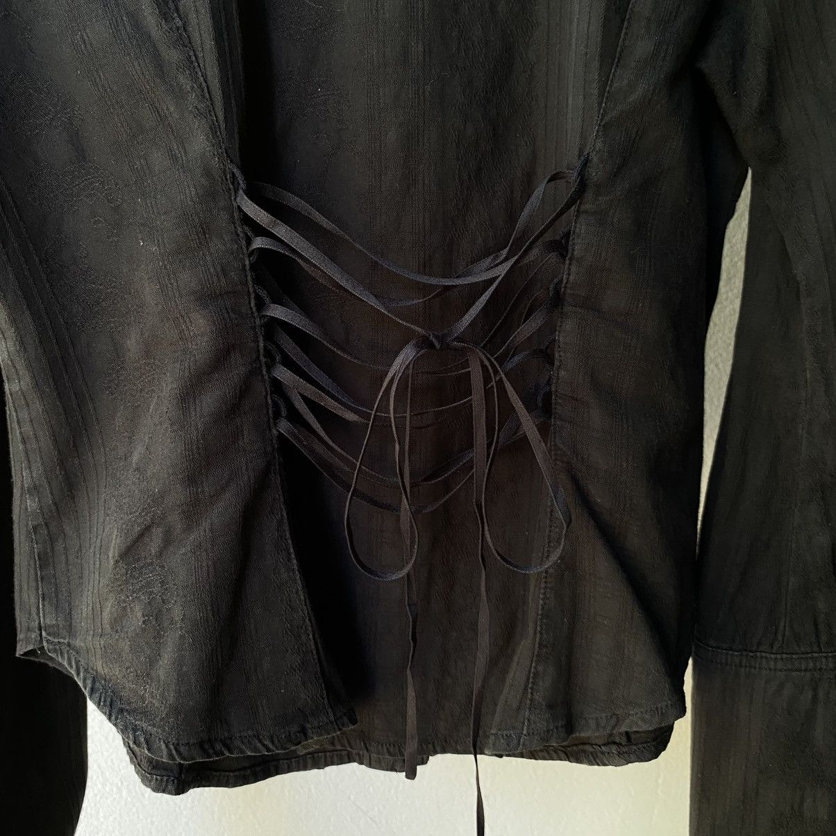Japanese Brand PEACE NOW Y2K Punk Black Ruffled Long Sleeve Blouse Size M / US 6-8 / IT 42-44 - 13 Thumbnail