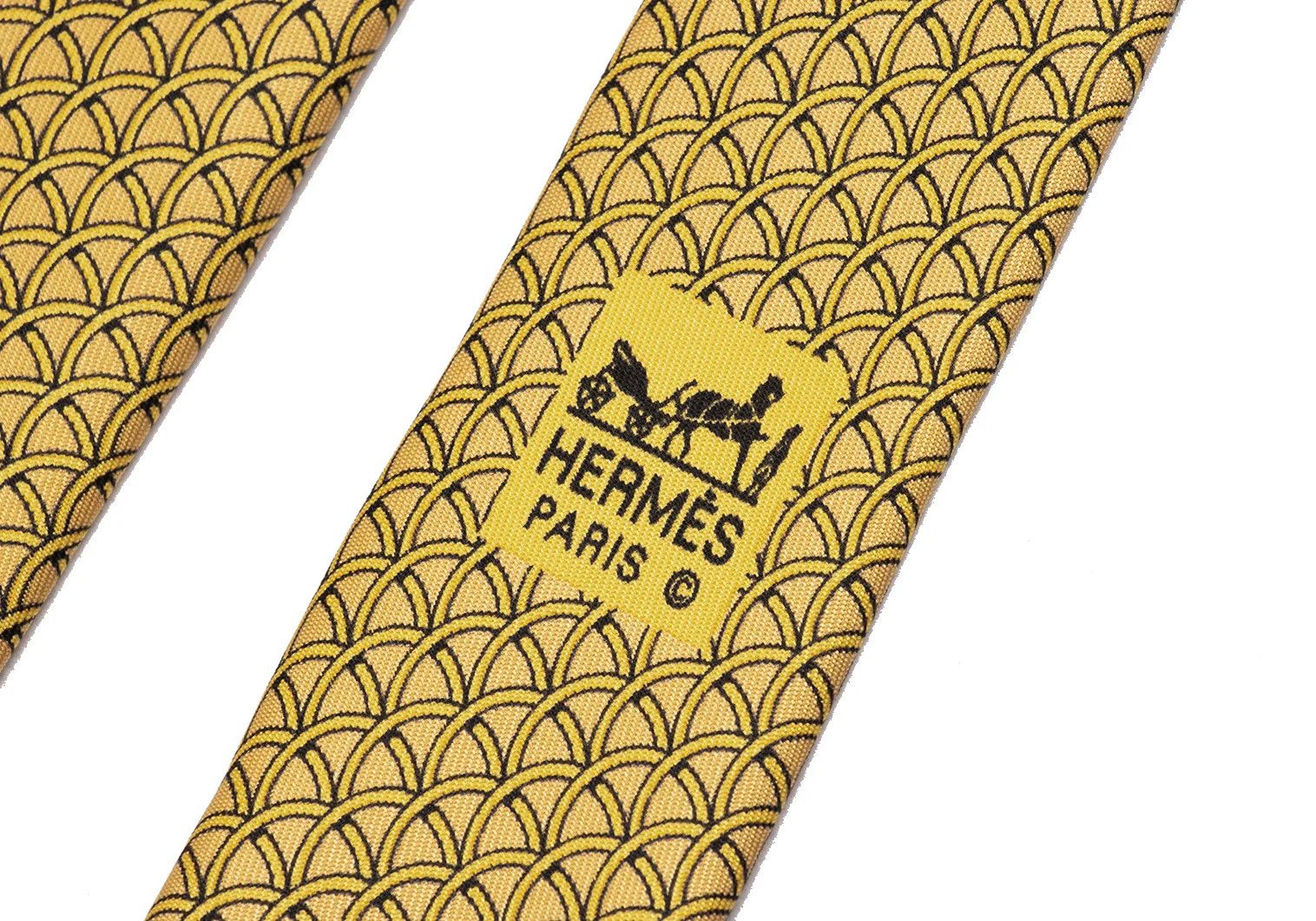 Hermes Silk Printed Tie in Yellow Size ONE SIZE - 6 Thumbnail