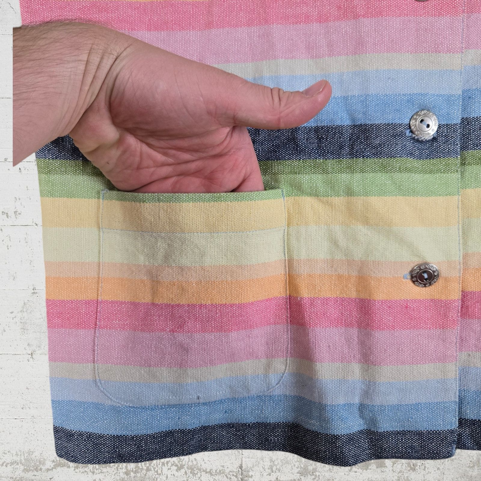 Other Y2K Pastel Rainbow Linen Blend Striped Jacket Size 14P Size XL / US 12-14 / IT 48-50 - 4 Thumbnail