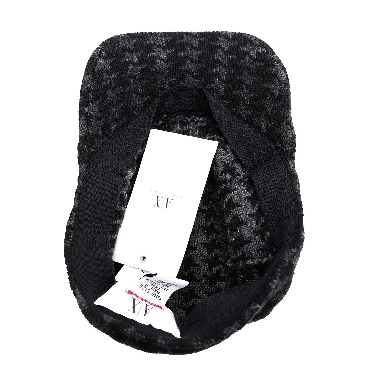 Armani Houndstooth Pattern Cotton Blend Cap in Gray and Black Size ONE SIZE - 7 Thumbnail