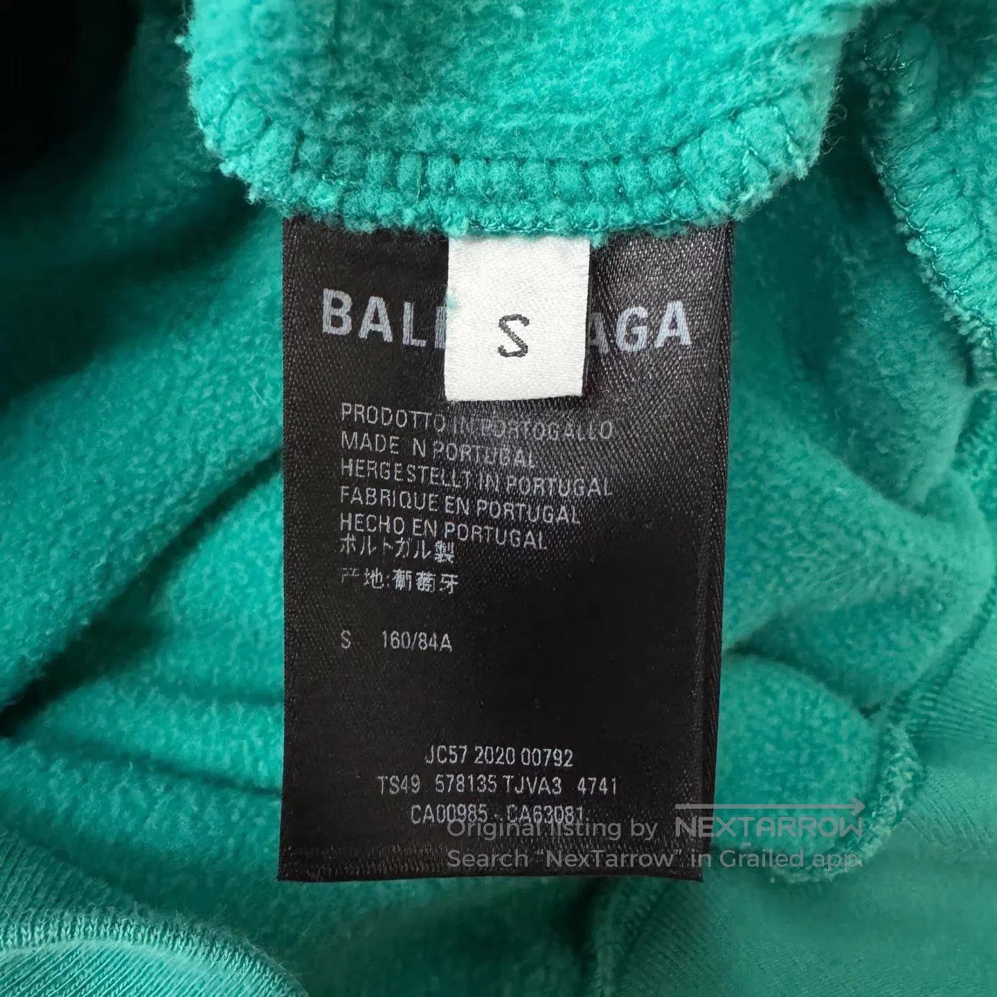 Balenciaga Green Hoodie with Drawstring and Front Pocket . Size US S / EU 44-46 / 1 - 4 Thumbnail