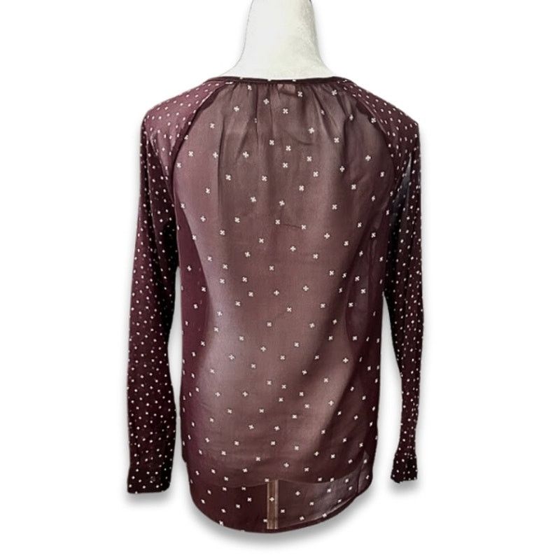 Old Navy Old Navy Sheer Blouse Long Sleeves Maroon Women's XS Size XS / US 0-2 / IT 36-38 - 4 Thumbnail