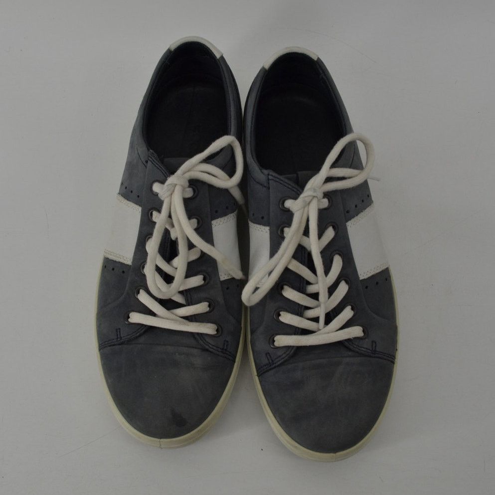 Ecco ECCO Soft Gray-Blue White Sneakers Lace Up Mens Leather SZ 7 Size US 7 / EU 40 - 7 Thumbnail