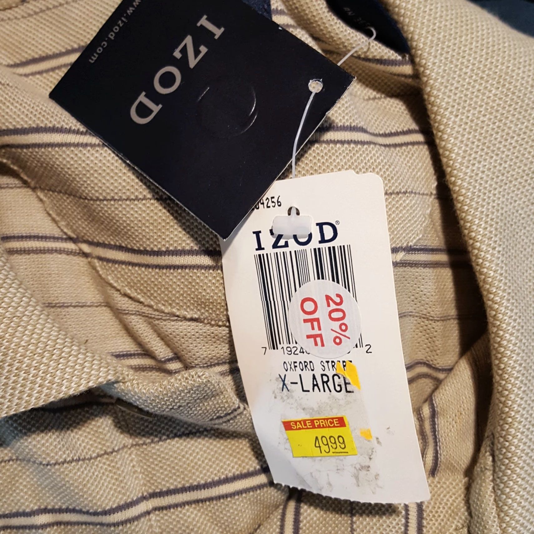 Izod VINTAGE IZOD Polo Shirt Men Beige Striped Golf XL Relaxed Fit Collar Shirt Size US XL / EU 56 / 4 - 6 Thumbnail