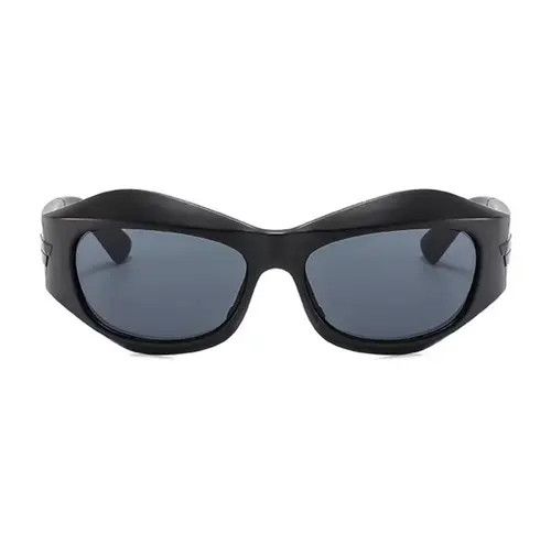 Designer Wrap Around Sunglasses Thick Frame Y2K Sunglasses Punk Hip H Size ONE SIZE - 3 Thumbnail