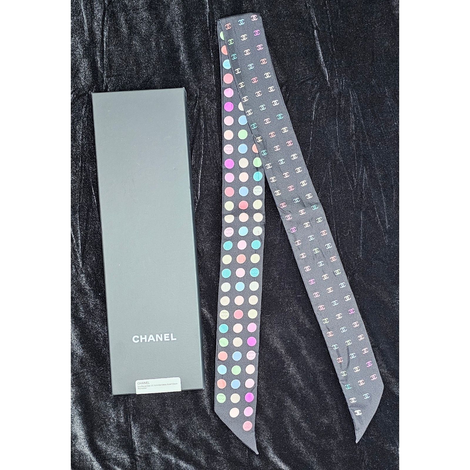 Dior Chanel Multicolored Dots & Coco Mark Silk Slim Bandeau Size ONE SIZE - 1 Thumbnail