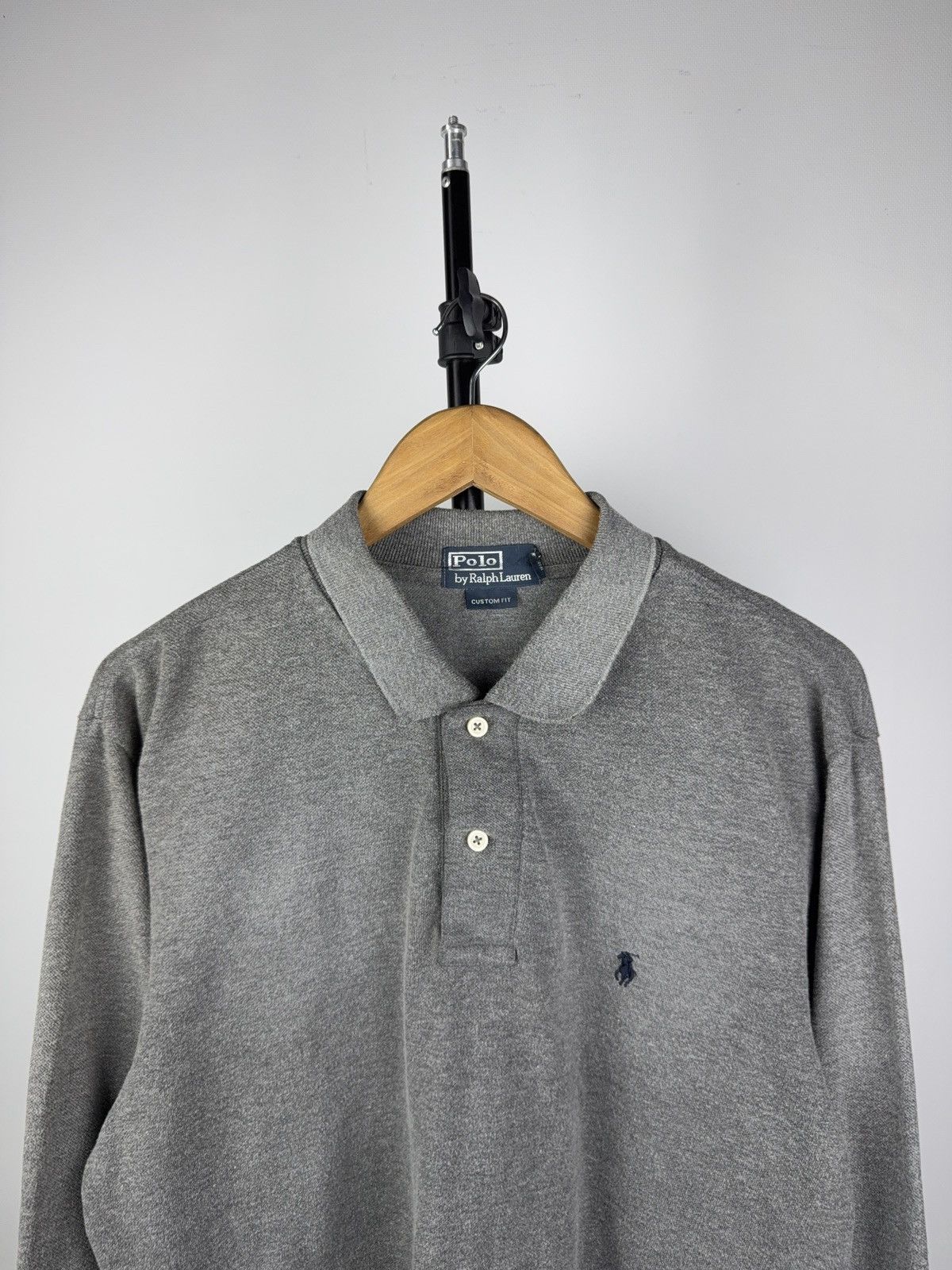 Polo Ralph Lauren 90s Ralph Lauren Grey Long Sleeve Polo Shirt Custom Fit Size US L / EU 52-54 / 3 - 2 Thumbnail