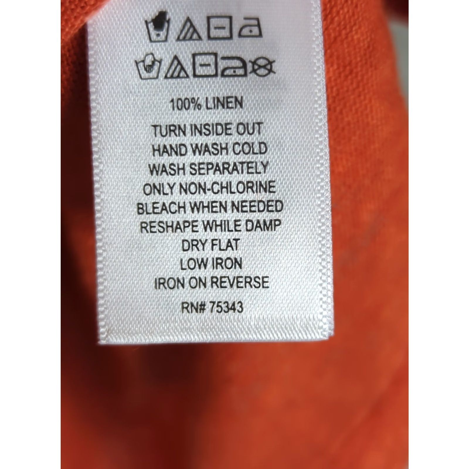 Vintage Sigrid Olsen T-Shirt Orange 100% Linen V-Neck Short Sleeve Plus 2X Womens Top, All Seasons, Casual, Travel, Relaxed Fit Size XXL / US 16-18 / IT 52-54 - 4 Thumbnail