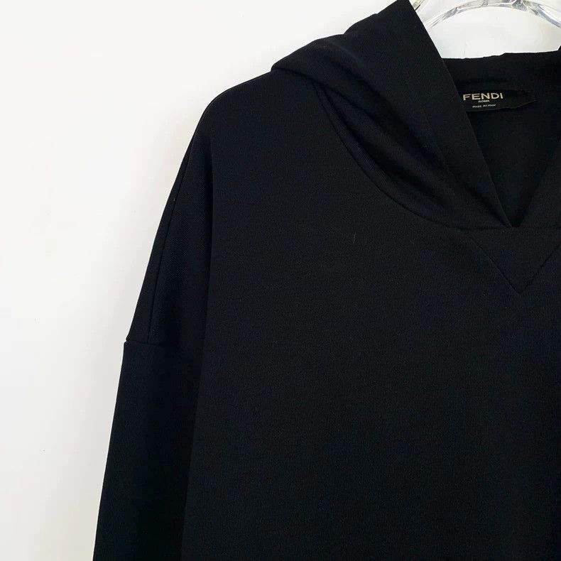 Fendi FENDI Black Logo Letter Cotton Hooded Long Sleeve Sweater Size US XXL / EU 58 / 5 - 3 Thumbnail