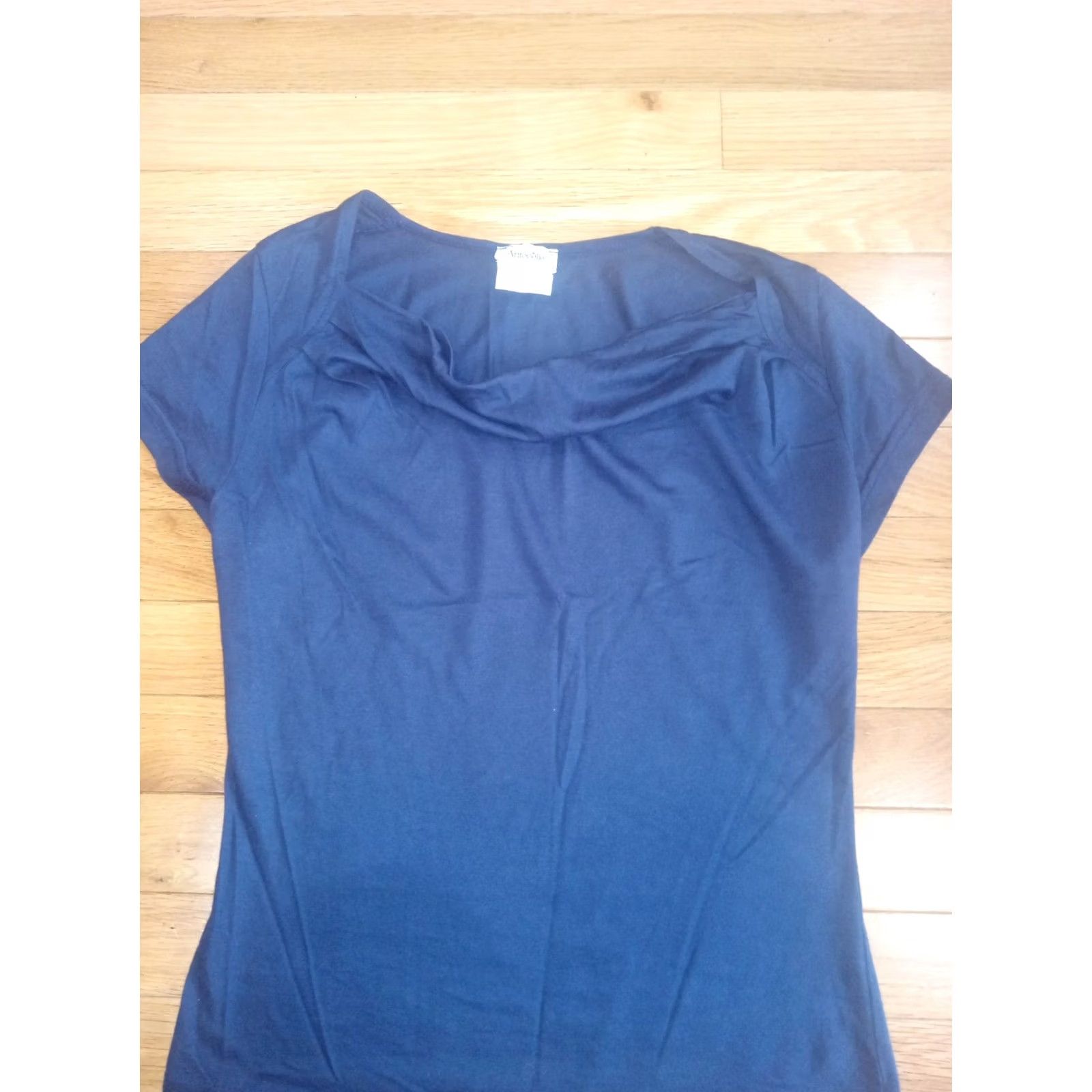 Vintage antonelle Caramba T1 Navy Cowl Neck Tee Shirt Womens S Blue Cotton Modal Size S / US 4 / IT 40 - 2 Thumbnail