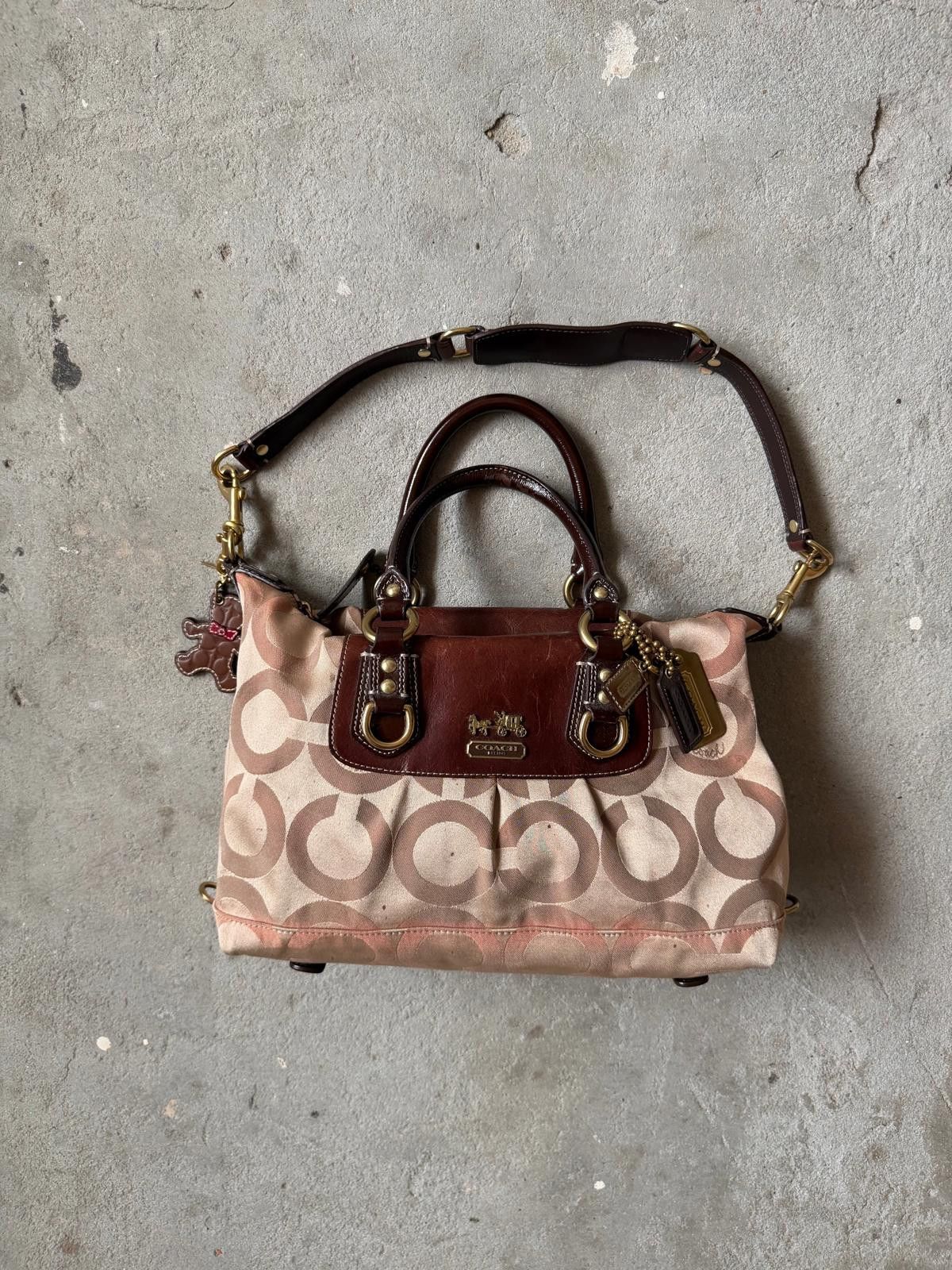 Coach Coach 2Way Signature Julianna Shoulder Bag Beige/Brown Size ONE SIZE - 1 Thumbnail
