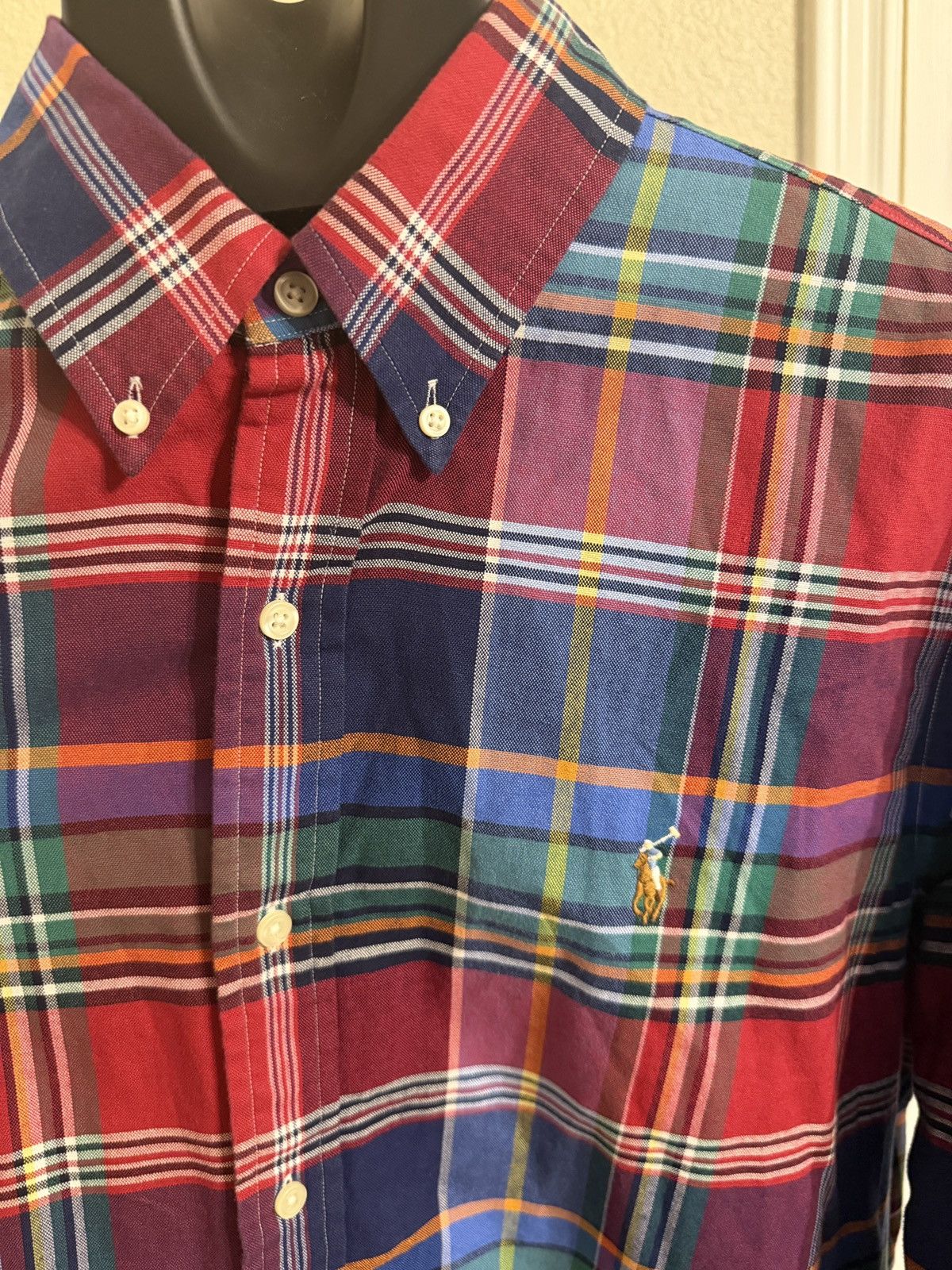 Polo Ralph Lauren Large Classic Fit Plaid Button Down Oxford Shirt Size US L / EU 52-54 / 3 - 1 Thumbnail