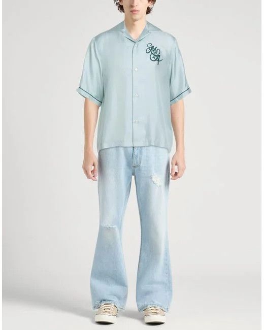 Amiri o1orln1025 MA Swirl Bowling Shirt in Light Blue Size US M / EU 48-50 / 2 - 3 Thumbnail