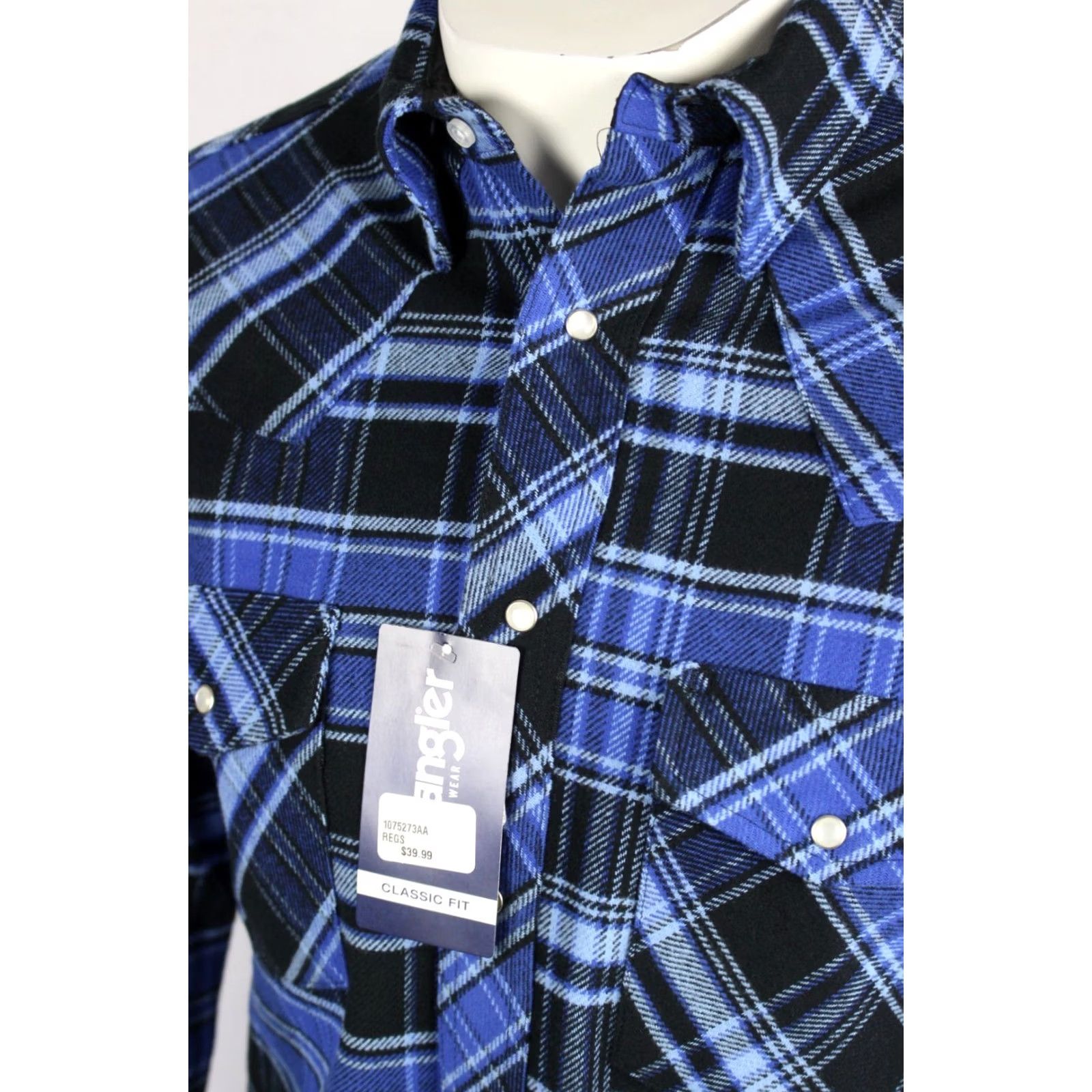 Wrangler Wrangler Men's Heavyweight Brushed Plaid Shirt Snap Flannel Small Classic Blue Size US S / EU 44-46 / 1 - 5 Thumbnail