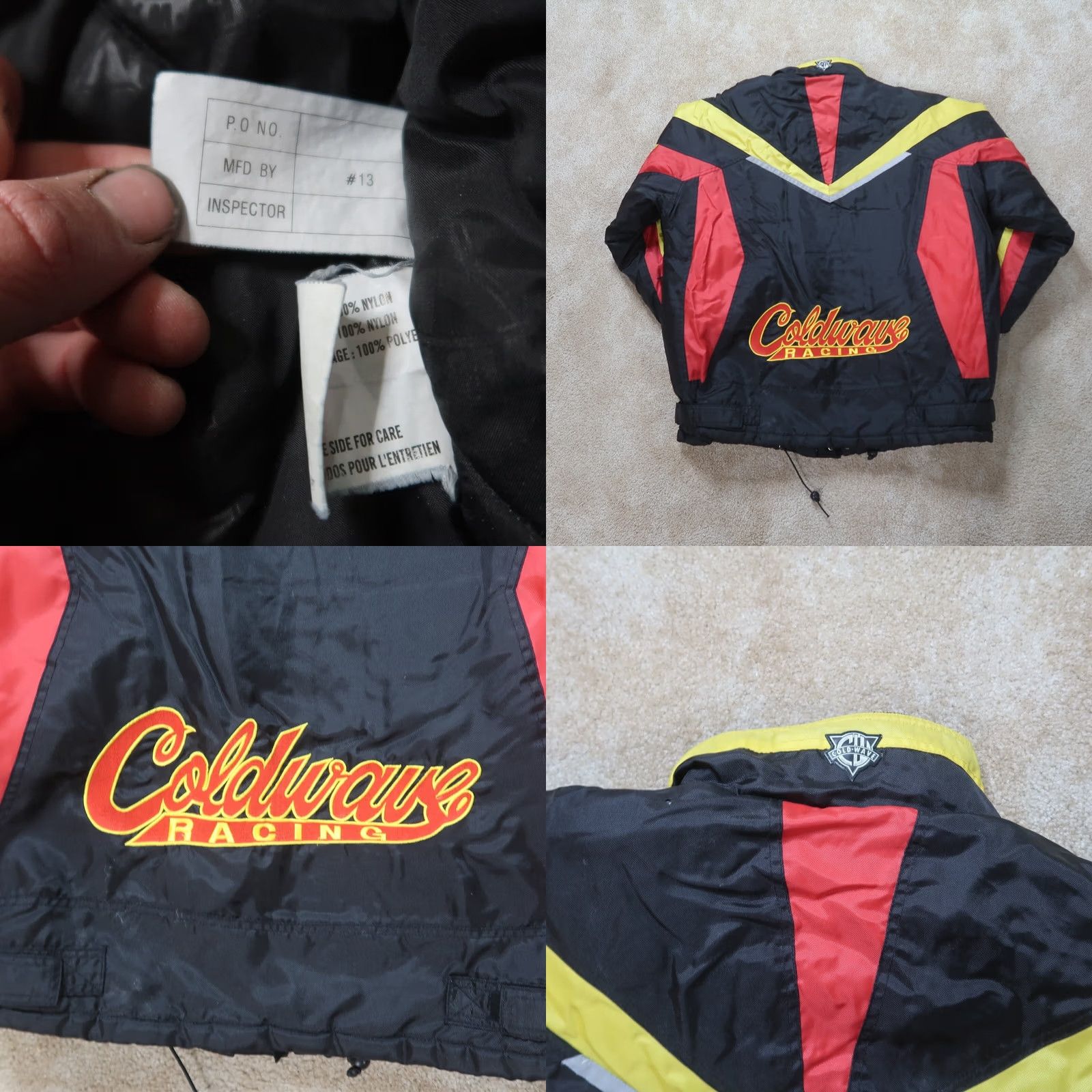 Vintage VINTAGE Coldwave Jacket Men XL Insulated Bomber Nylon Zip Black Red Yellow Geometric Winter Size US XL / EU 56 / 4 - 8 Thumbnail
