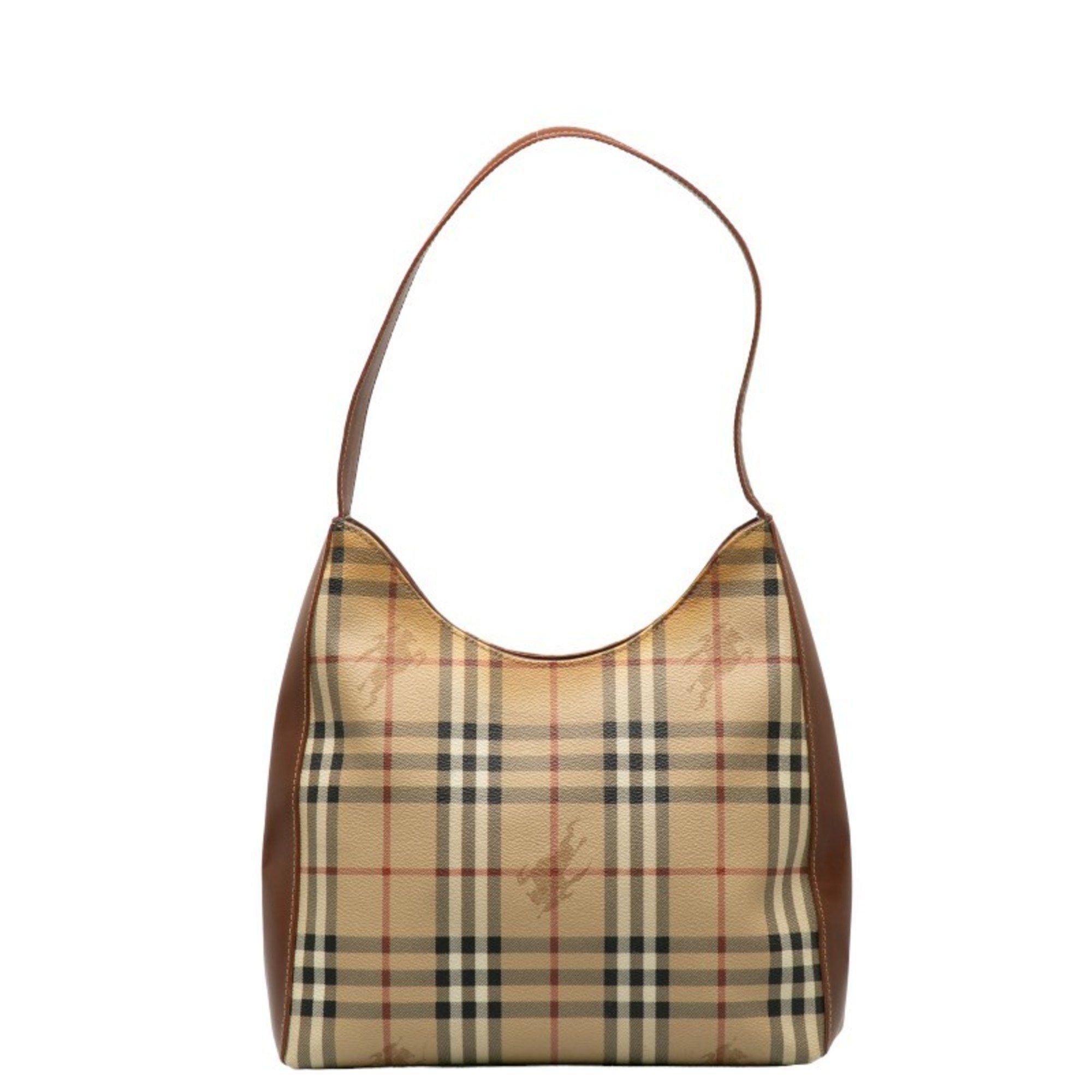 image of Burberry Nova Check Shadow Horse Bag Beige Brown Pvc Leather Women's Burberry