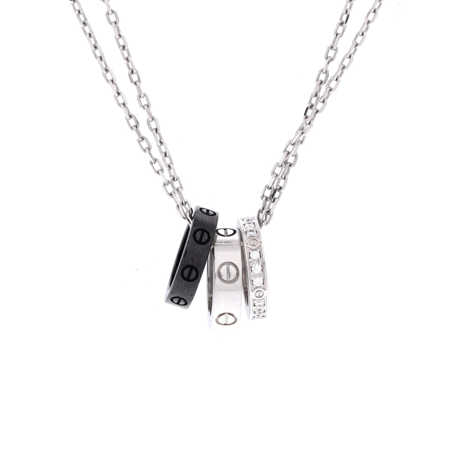 Cartier Love 3 Ring Pendant Necklace Size ONE SIZE - 1 Thumbnail