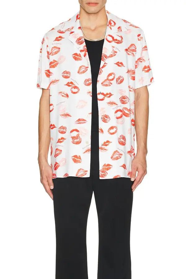 Balmain o1mt1gz0126 All-Over Kiss Print Pyjama Shirt in White/Red Size US M / EU 48-50 / 2 - 3 Thumbnail
