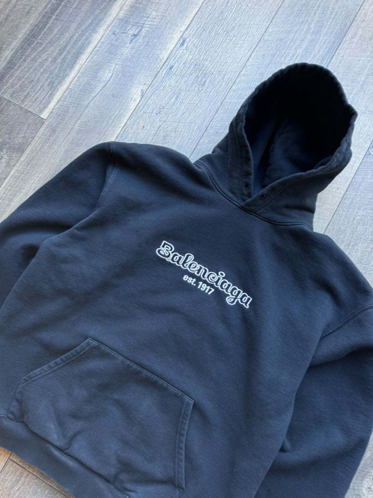 Balenciaga Balenciaga Navy Script logo hoodie - Medium Size US M / EU 48-50 / 2 - 2 Thumbnail