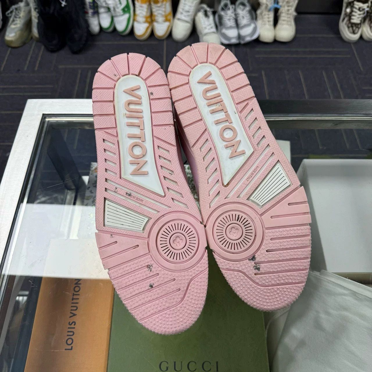 Louis Vuitton LV Trainer Pink White Print Sneakers Size US 8.5 / EU 41-42 - 5 Thumbnail