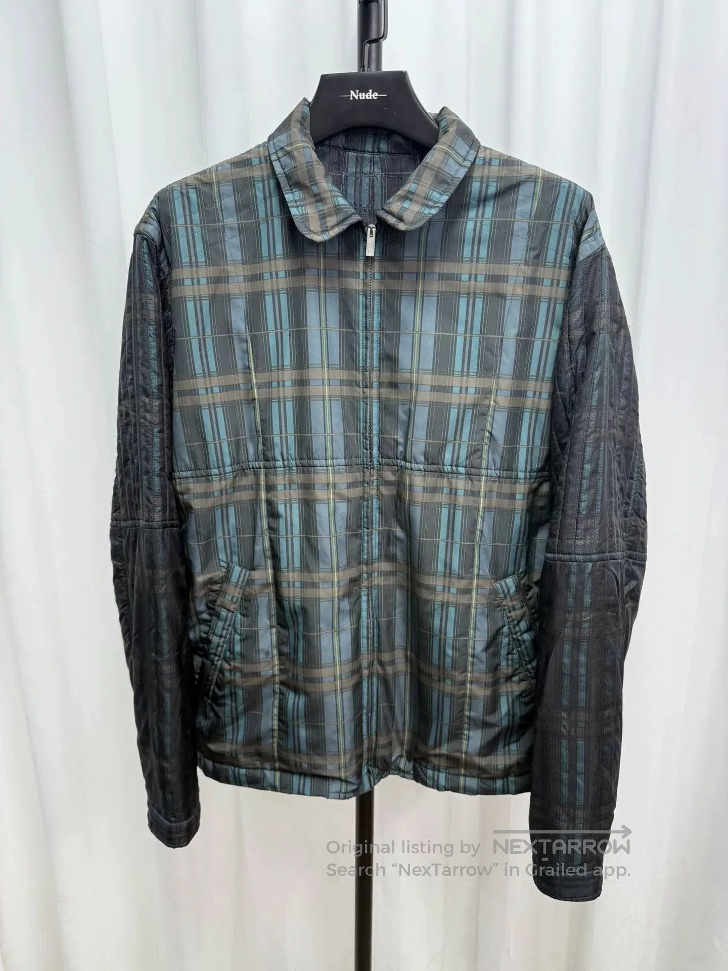 plaid cotton jacket in size large.