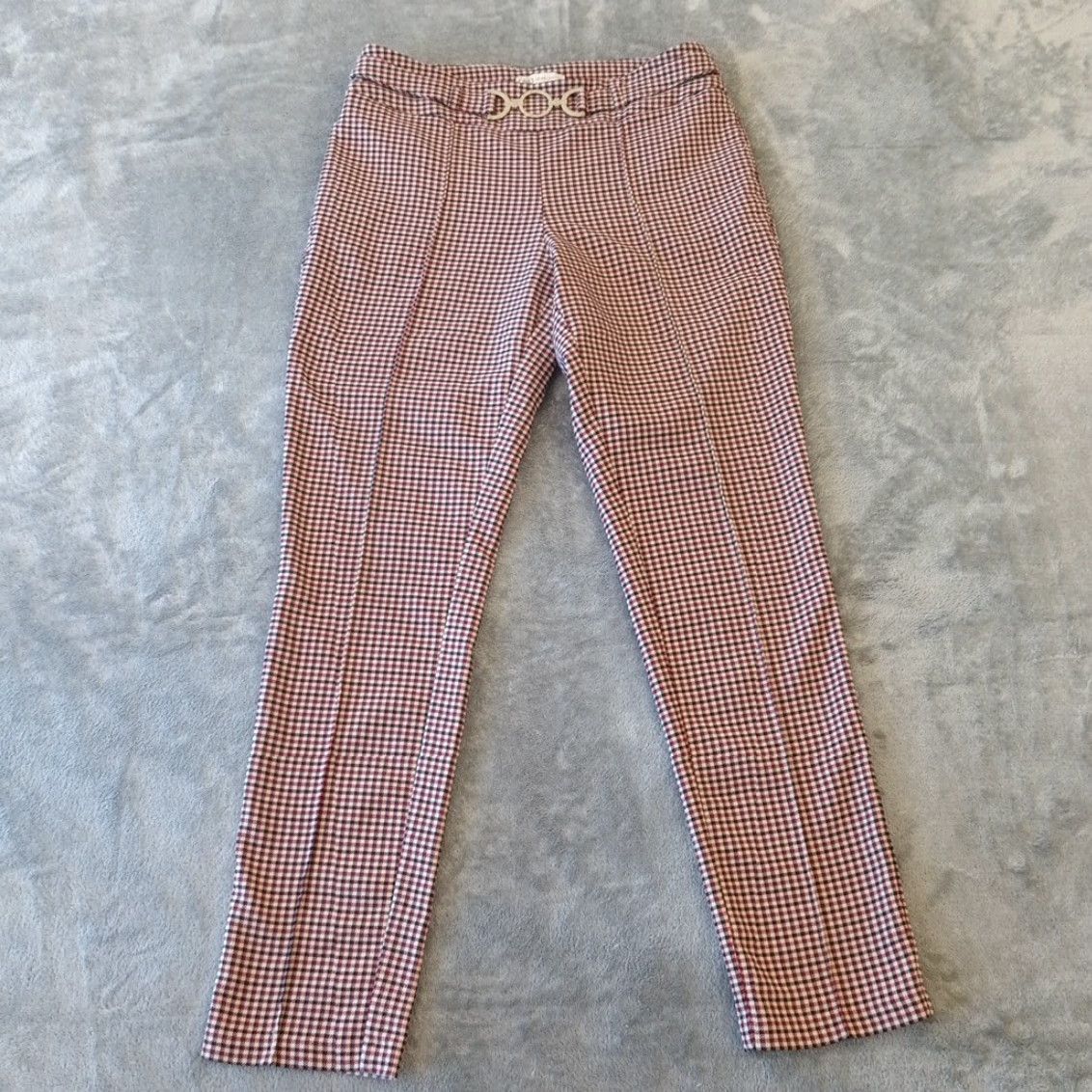 Vintage Cato Ankle Pants Womens Size 8 Red Plaid Pull On Skinny Stretch Pockets - Regular, 28.5" Inseam Size 29" - 2 Thumbnail