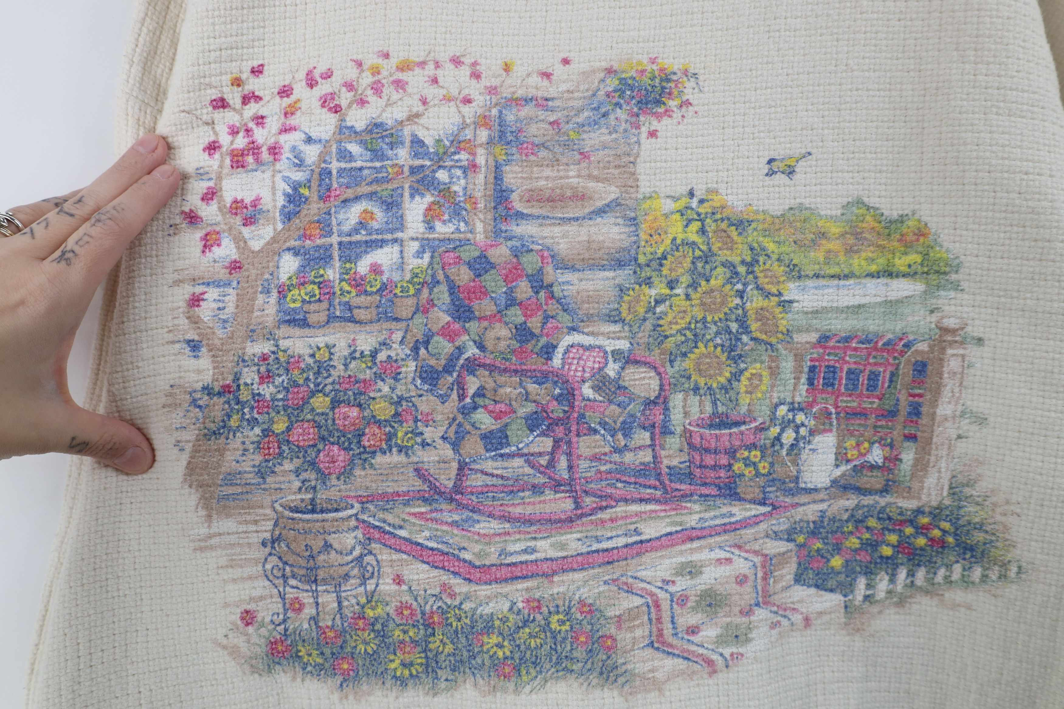 Vintage Vintage 90s Country Farmhouse Cotton Weave Knit Sweater USA Size XXL / US 16-18 / IT 52-54 - 4 Thumbnail