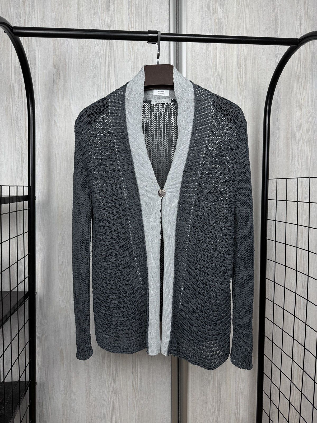 Sarah Pacini Sarah Pacini blue knitted one button cardigan Size M / US 6-8 / IT 42-44 - 1 Thumbnail