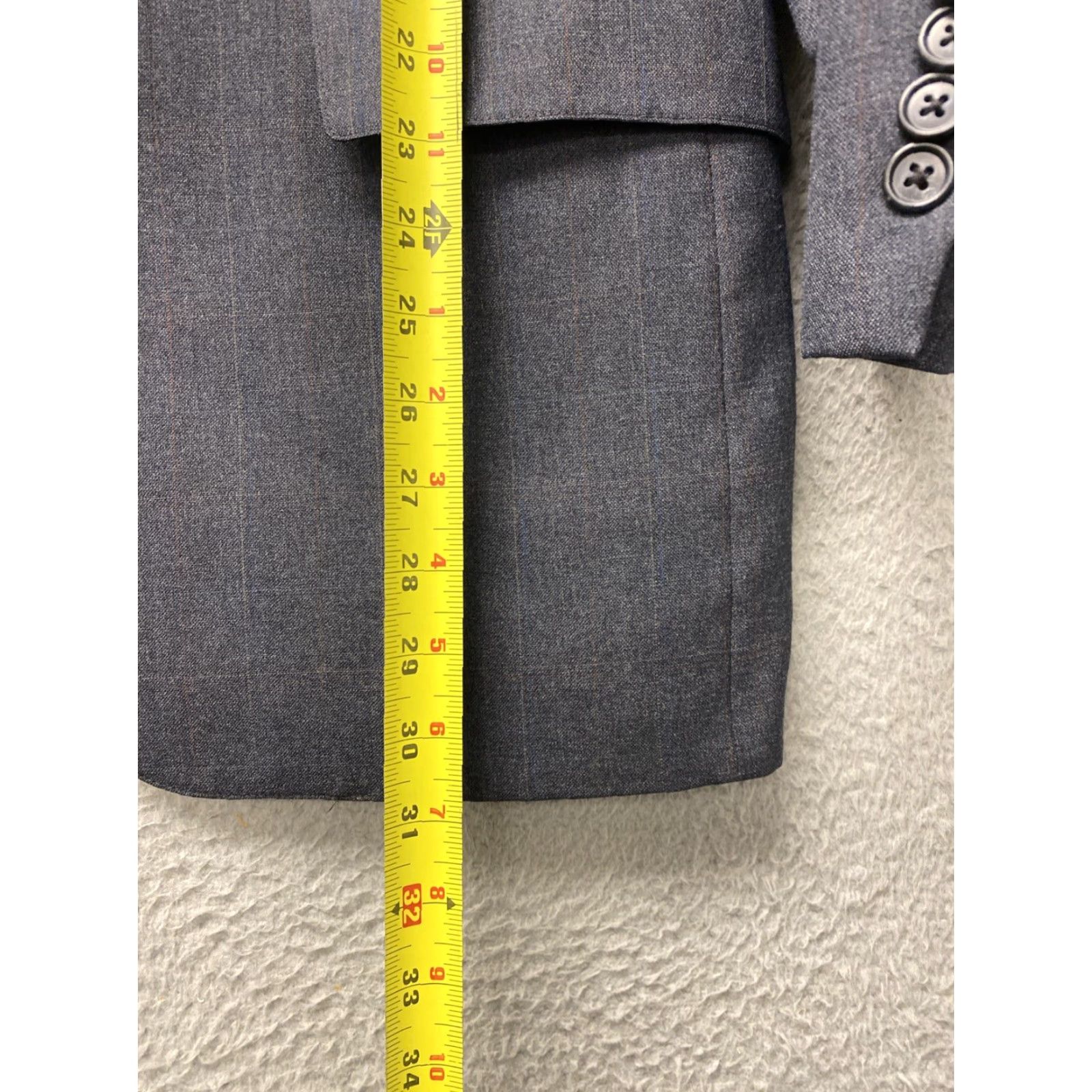 Brooks VINTAGE Christian Brooks Men's Suit Jacket 42 Regular Plaid Gray Brown 2-Piece Blazer for Business Casual Wedding Size 42R - 7 Thumbnail