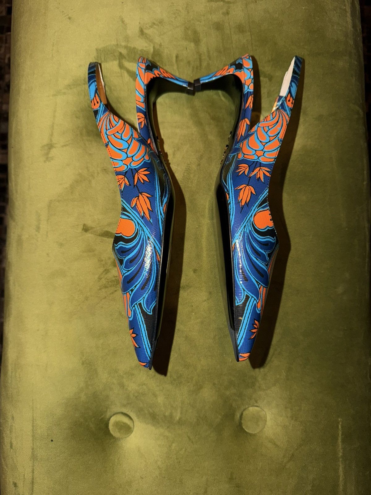 Prada Prada Tulip Printed Heels Size US 7.5 / IT 37.5 - 2 Thumbnail