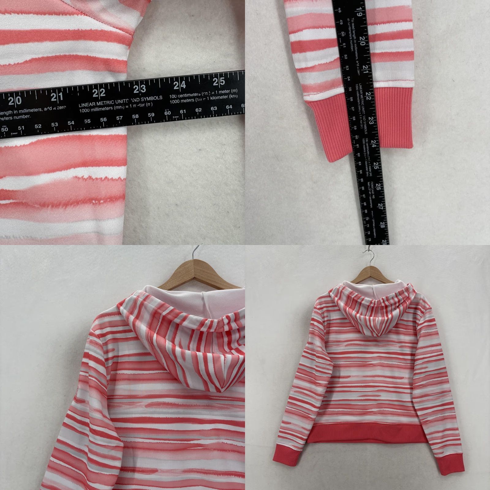 Footjoy FootJoy Hoodie Womens Large Pink Striped Fleece Pullover Golf Kangaroo Pocket Size L / US 10 / IT 46 - 8 Thumbnail