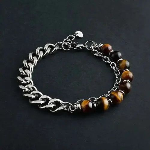 Other Ishihara x Reika Tiger Stone Beads + Chain Bracelet Size ONE SIZE - 1 Thumbnail