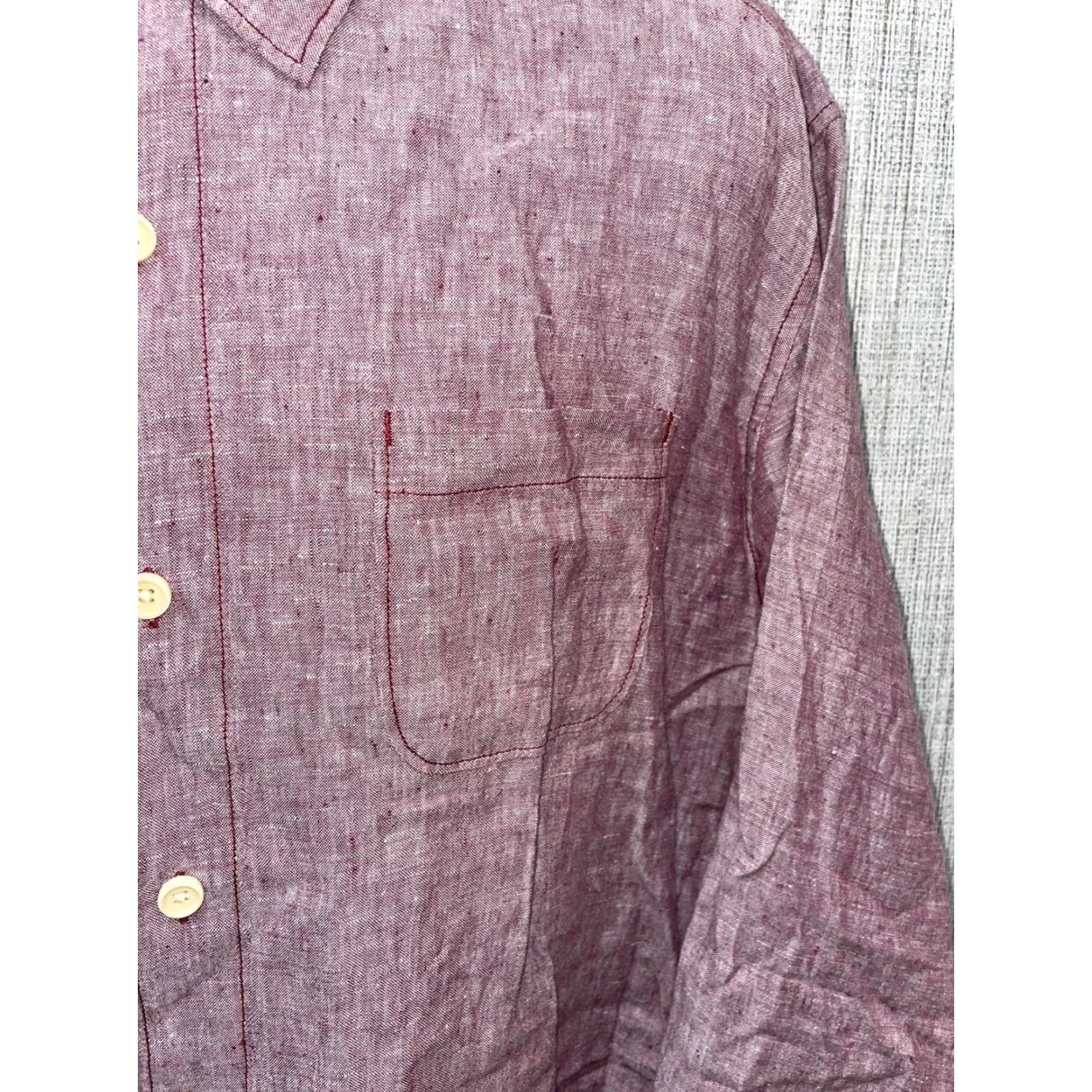 Tommy Bahama VINTAGE Tommy Bahama Shirt Men XL Red Linen Button-Down Short Sleeve 100% Linen Tropical Bahamas Mens Size US XL / EU 56 / 4 - 3 Thumbnail
