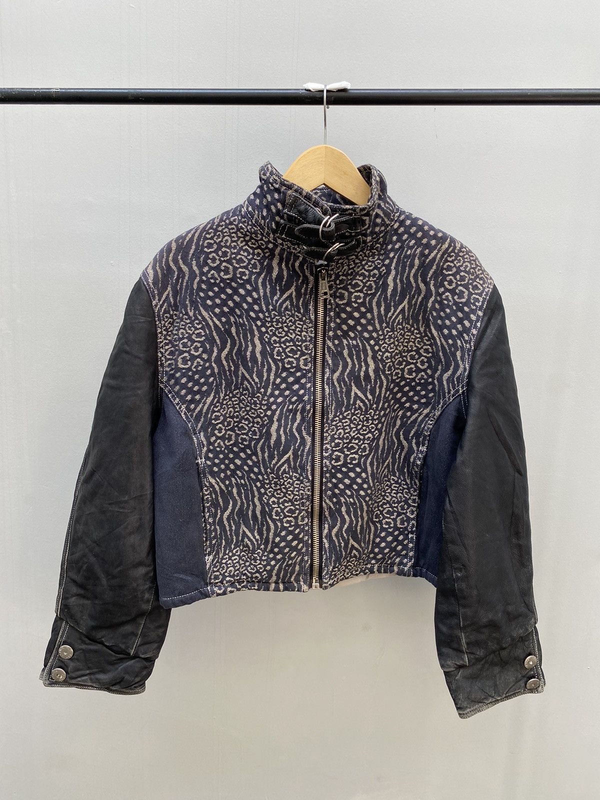 Krizia Uomo Krizia Jeans Leopard Pattern Mix Leather Jacket Boxy Fit Size US M / EU 48-50 / 2 - 1 Thumbnail