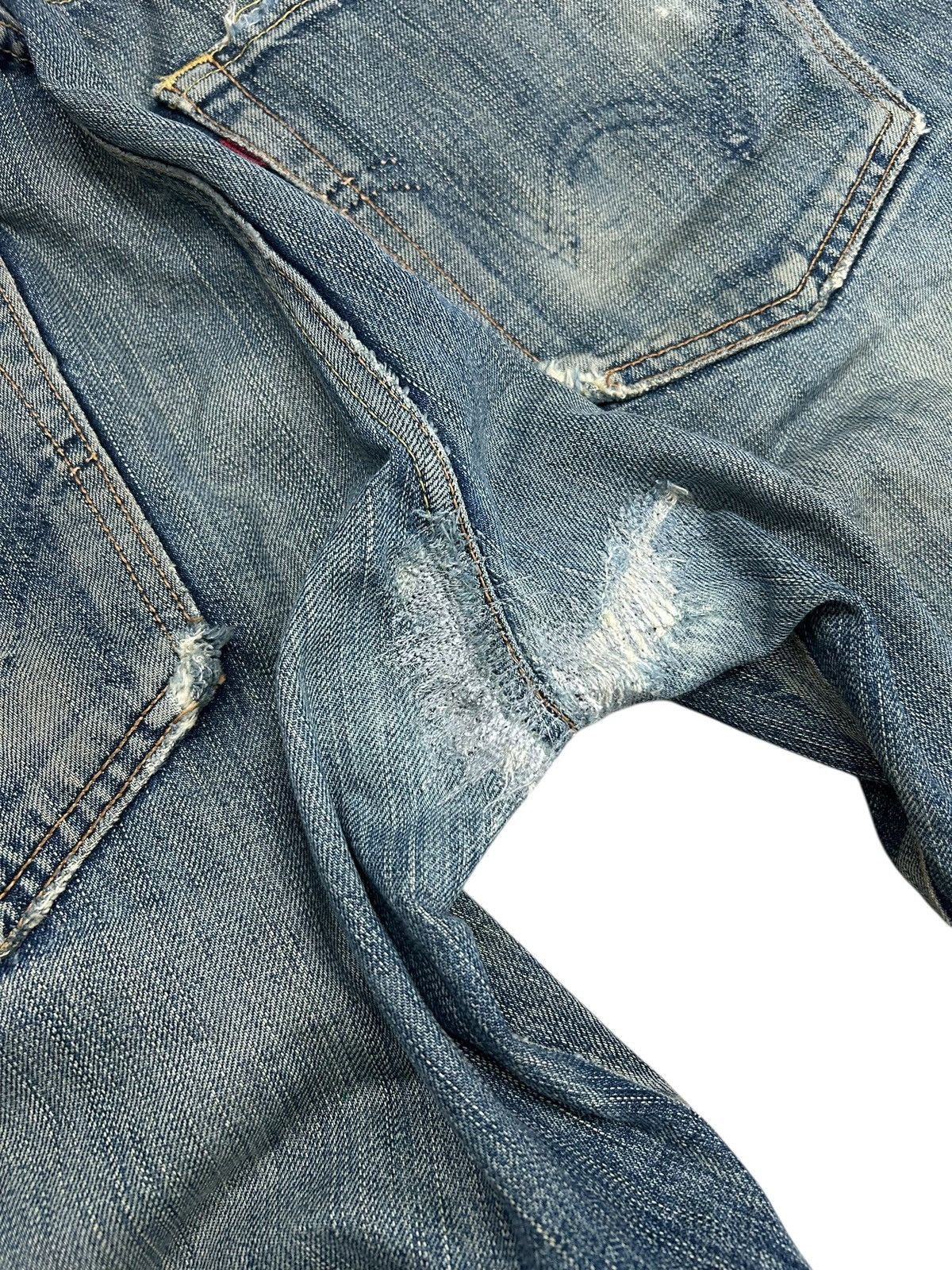 Edwin × Japanese Brand Edwin 503 Blue Trip Mud Washed Baggy Distressed Denim Size US 35 - 16 Thumbnail