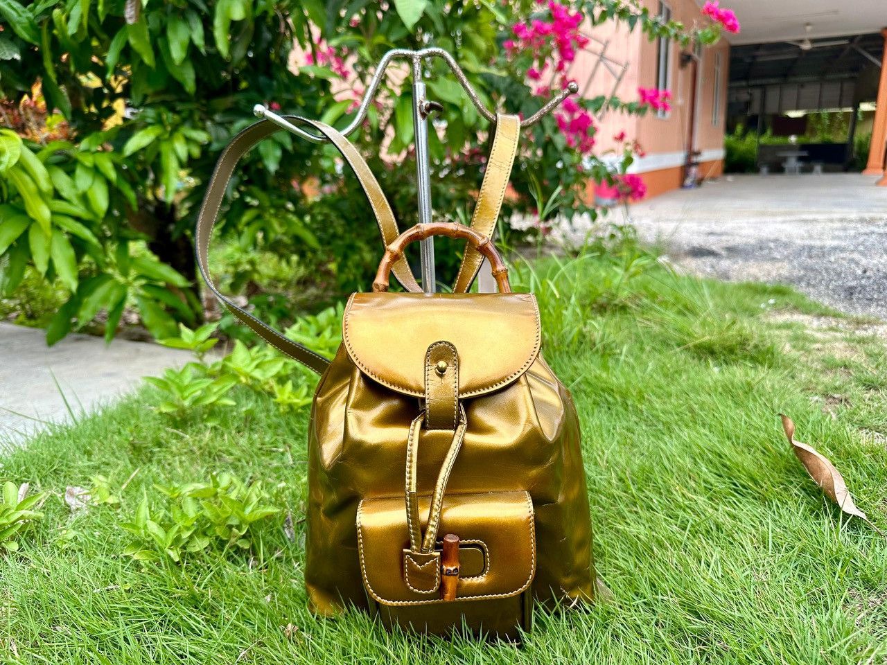 Gucci Authentic Gucci Bamboo Patent Leather Mini Backpack Size ONE SIZE - 1 Thumbnail