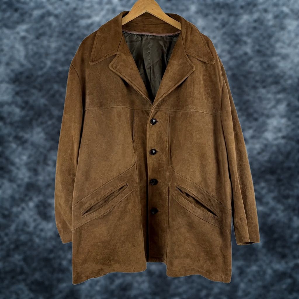 Vintage VINTAGE Brown Suede Leather Western Safari Jacket 70s Amalgamated Union Made L Size US L / EU 52-54 / 3 - 1 Thumbnail
