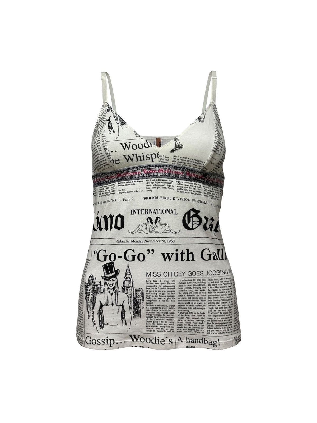 【John Galliano】Newspaper Camisole JOHN GALLIANO Newspaper Print Camisole