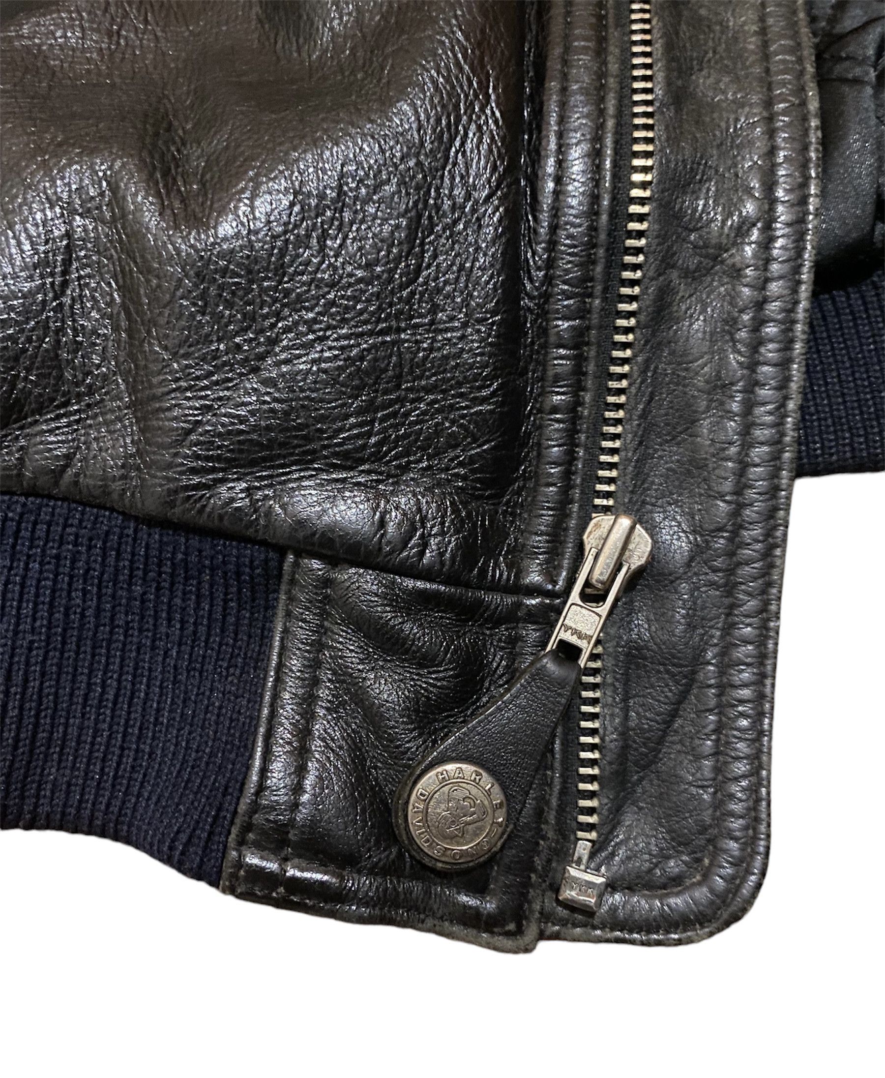 Harley Davidson Vtg 80s Harley Davidson Motorcycle Leather Bomber Jacket Size US XL / EU 56 / 4 - 4 Thumbnail