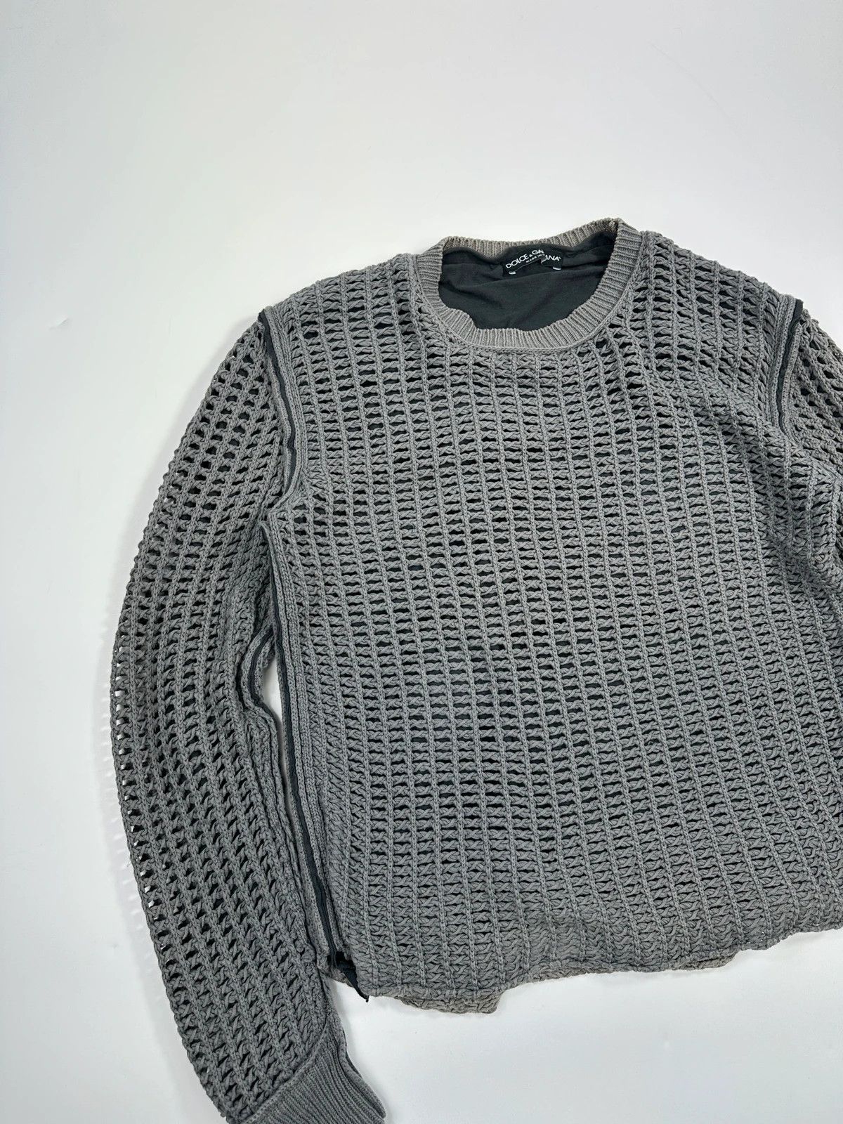 Dolce & Gabbana Dolce & Gabbana 00’s Net Double Layer Grey Mesh Cotton Knit Size US M / EU 48-50 / 2 - 3 Thumbnail
