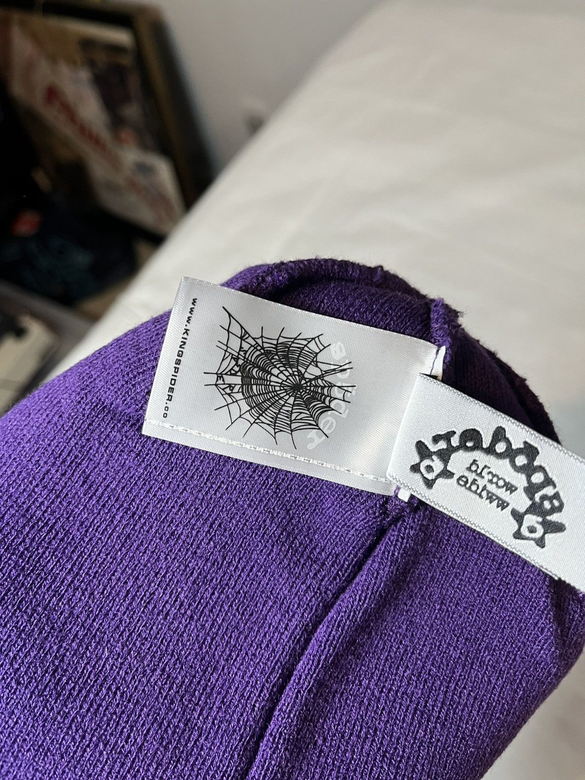 Sp5der Purple Fuzzy Sp5der Mohair Beanie Size ONE SIZE - 8 Thumbnail