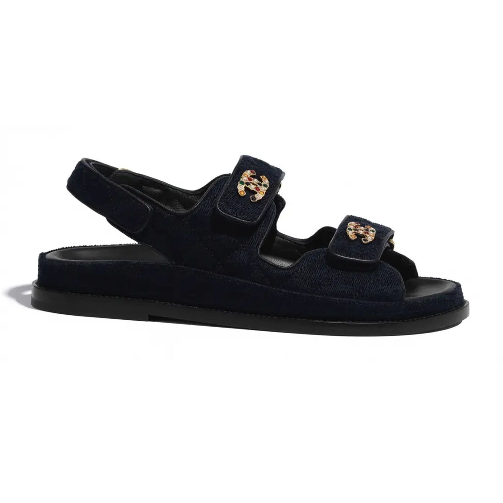 Chanel Chanel 21A Blue Velvet Denim CC Logo Mule Slide Strap Size US 5.5 / IT 35.5 - 3 Thumbnail