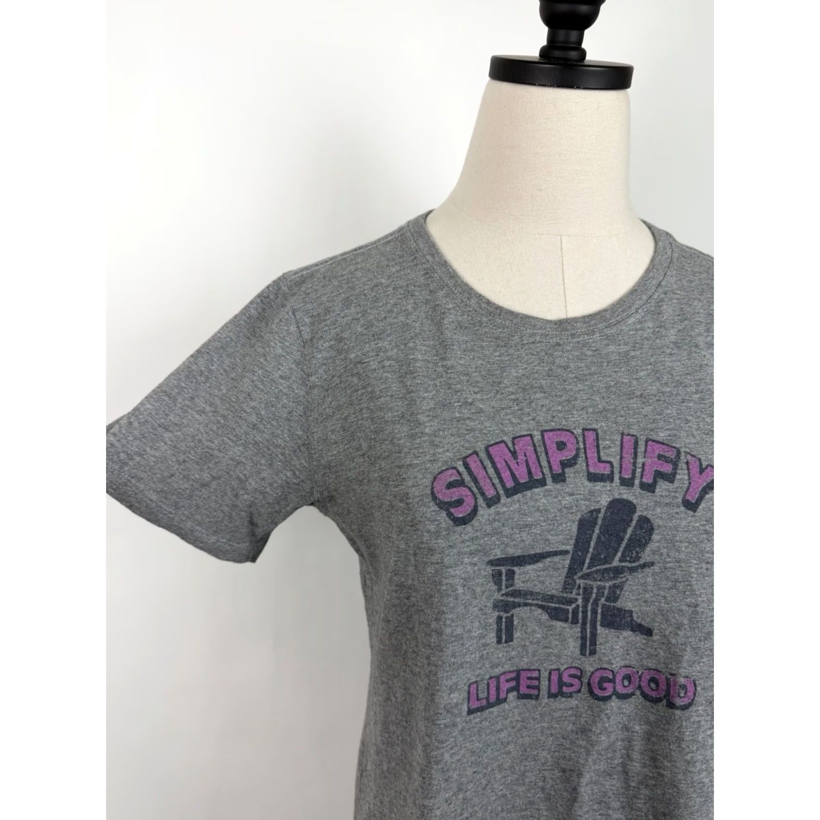 Life is Good Life is Good Womens Medium Classic Fit Heather Gray Tee Shirt Beach Bohemian Basic 90s? Size M / US 6-8 / IT 42-44 - 3 Thumbnail